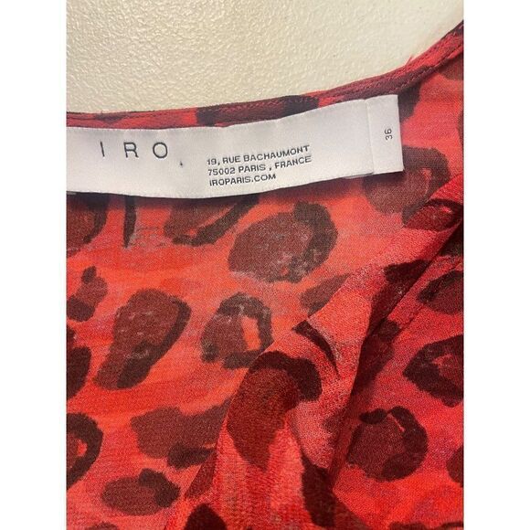 IRO Realize Red Leopard Ruffle Blouse 36 US Small - Picture 8 of 8